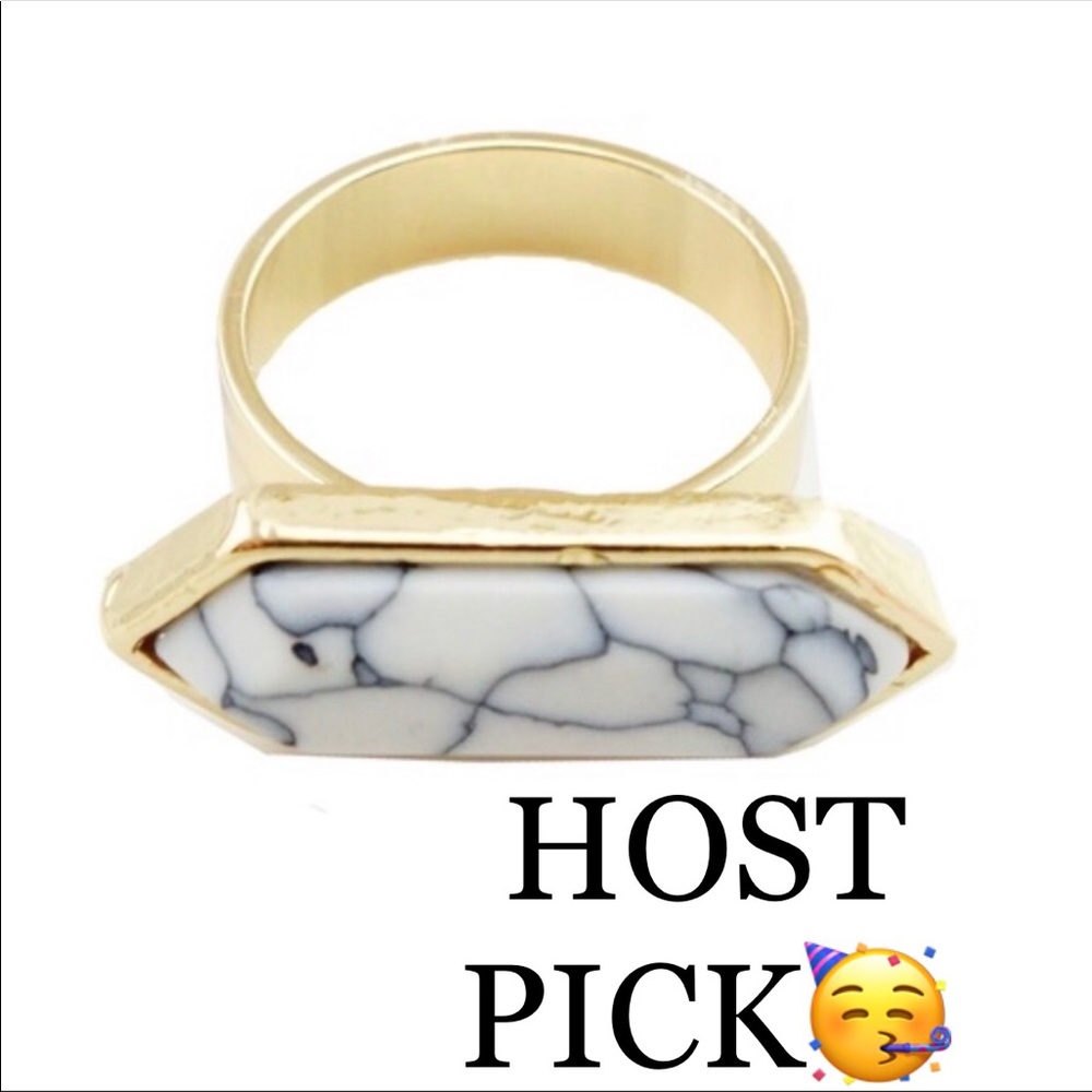 ⭐️White Marble Stone Gold Ring Final Price Drop Ship Discount